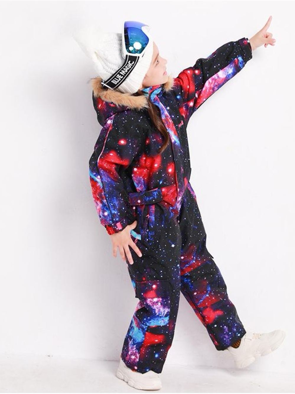 Blue Magic Waterproof Galaxy Print Coveralls Ski Snowsuit - Kids Size 6